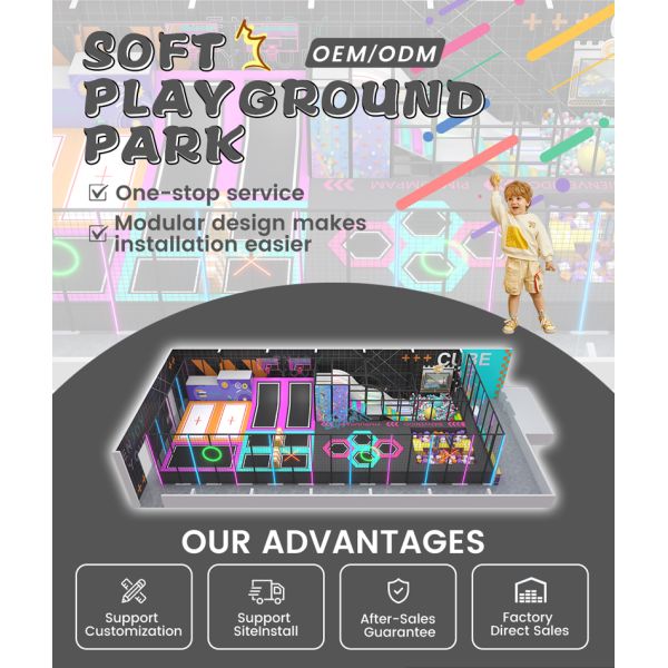 214m² Colorful Trampoline Park Manufacturer Family Fun Center