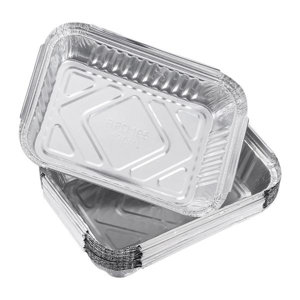 Hotsale Food Grade Custom Logo Rectangle Aluminum Takeaway Foil Food Containers Silver Foil Baking Pan/Trays
