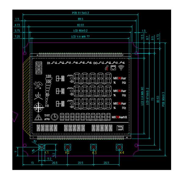 3.8 дюймовый сегмент FSTN LCD дисплейный модуль 1/8Duty 1/4 Bias COG+BL+FPC подключение