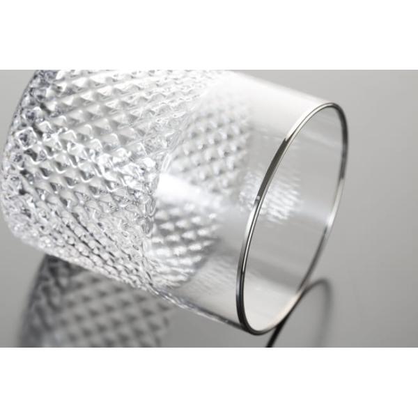 Diamond Shaped Whisky Gold Rimmed Drinking Glasses 12.6 Ounce 360ml Silver Edge