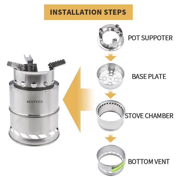 5.1X7.7 SS Backpacking Stove Collapsible For Camp
