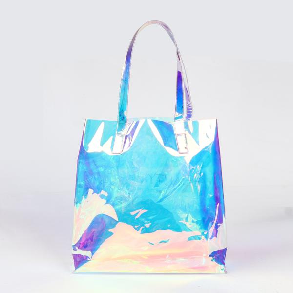 Female Holographic Transparent Handbags Beach bag Laser Clear PVC Tote Shopping Bag tote shopping bags for ladies
