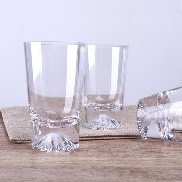 Transparent Hand Blown Rocks Glass , Regular Shape Snow Fuji Mountain Cup