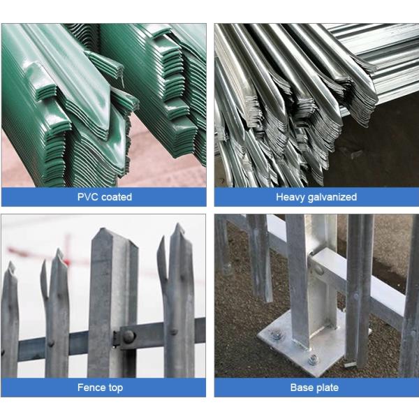 D Section Green Powder Coated Steel Palisade Wire Mesh Fence