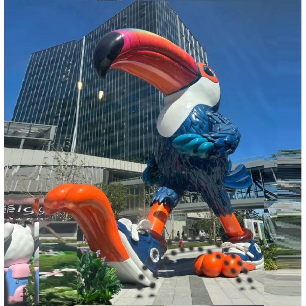 Giant Vibrant Toucan IP Art Sculpture | Custom Large Commercial Mascot | Shopping Mall & Plaza Decor