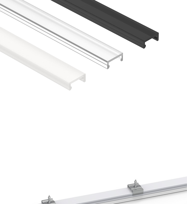 Surface Mount LED Strip Aluminium Profile with Anodized Surface and PC Cover for Decorative Illumination H7.5mm * W12.0mm