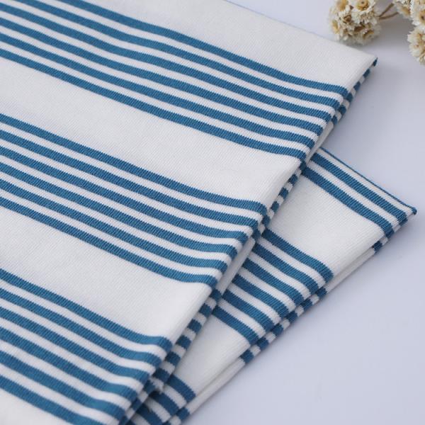 Smooth Striped Cotton Fabric 225gsm Leisure Wear Soft Material Texture