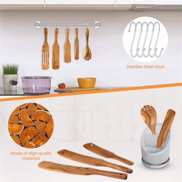 Scratchfree Wooden Kitchen Utensil Set , Moisturefree bamboo wooden spoon set