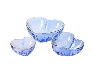 10cm Centrifugal Casting Heart Shaped Bowls, Lead Free Salad Bowel Set with Gold Rim