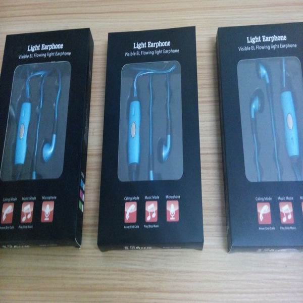 wholesale el earphone/ el wire earphone/ light up earphone