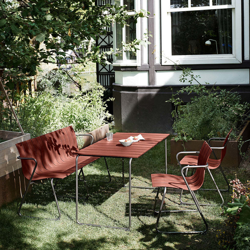 Outdoor Furniture AJUNION Steel Plastic Wood Patio Chair Loveseat Garden Bench Armchair