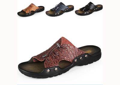 Comfortable Summer Mens Beach Slippers , Brown / Yellow Mens Slip On Slippers