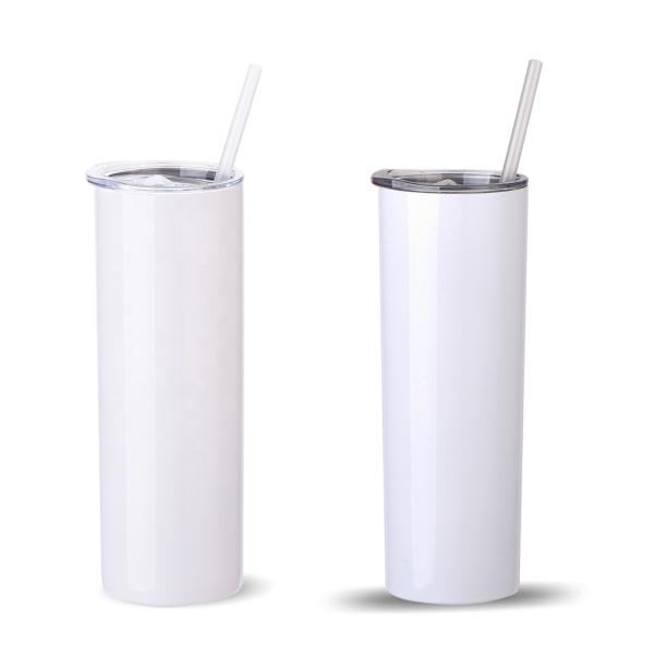 20oz Skinny Straight Blank Sublimation Tumblers With Lid Straw