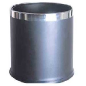Dark Grey Hotel Room Dustbin φ225*H270mm Double Layers Leather
