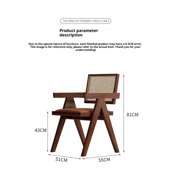 Eco-friendly Solid Wood PU Rattan Weaving Backrest Armchair Premium Comfort for Apartment Hotel Dining Rooms-Modern Design