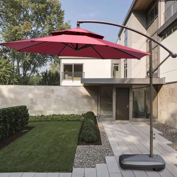 Outdoor Canopy Round Roman Umbrella with LMS-02 Aluminum Frame and 360 Degree Rotation