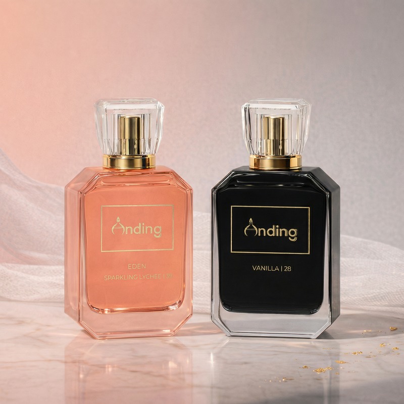 100ml Glass Perfume Bottles Empty Octagon Shape Acrylic Cap Crimp Neck Spray