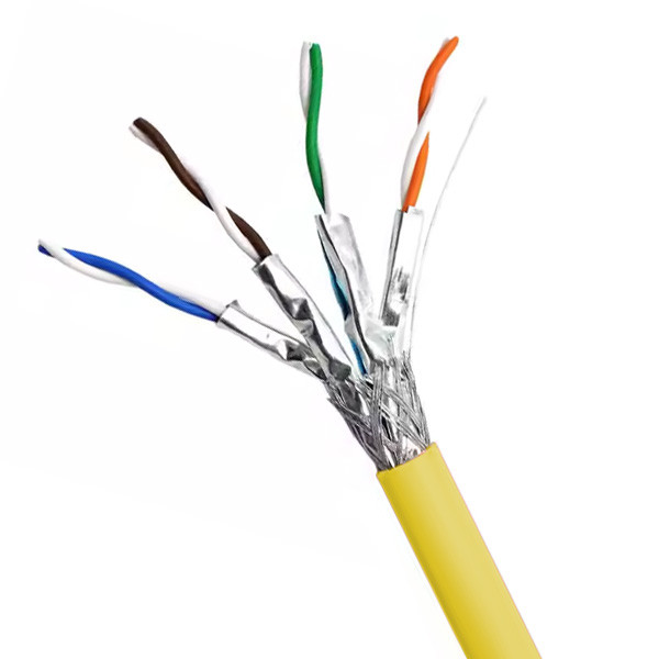 0.585mm Cable amarillo de red CAT7 SFTP para transmisión de datos ultra rápida