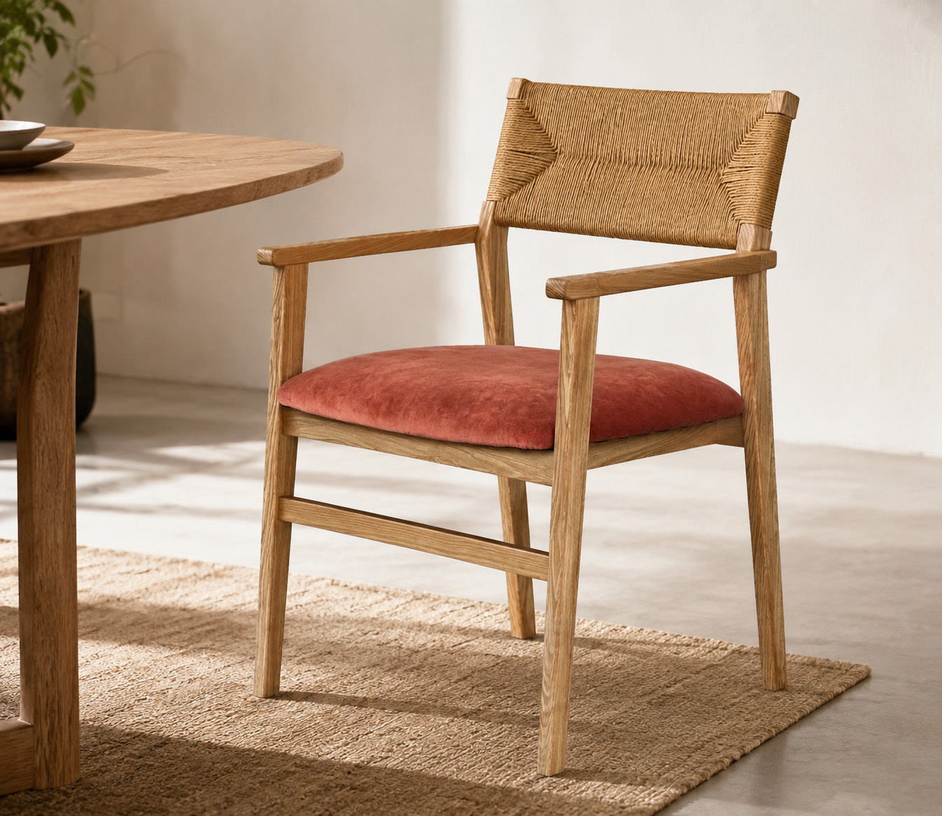 WOVEN ROPE BACK DINING ARMCHAIR CYC-007