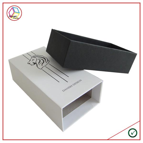 White Fancy Paper Gift Box Pen Packing Rectangular Sliding Box Matt Lamination