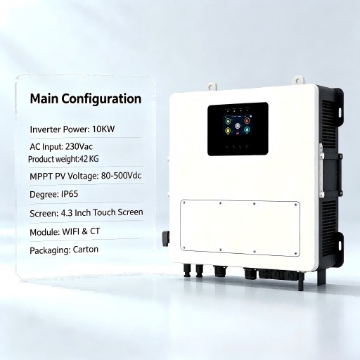 B003-10KW Single Phase Hybrid Solar Inverter IP65 80-500Vdc MPPT 230Vac with 4.3 Inch Touch Screen Tianon