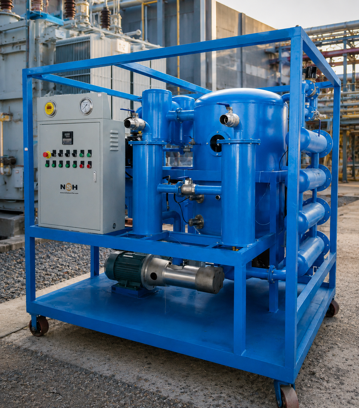 6000 L/H Double-Stage Vacuum Transformer Oil Purification System for Substation Online Maintenance 380V 50Hz