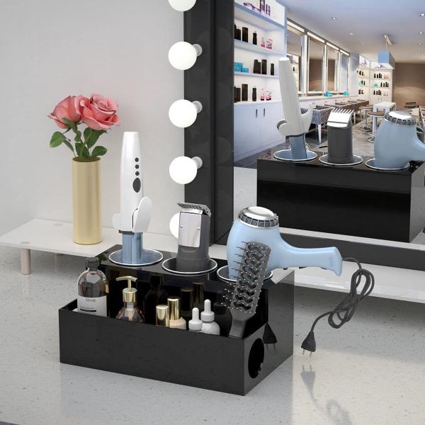 11.8x7.3x5.7inch Shelves Storage Rack Acrylic Desk Organizer Hair Tool Dryer Toiletries Storage Holder