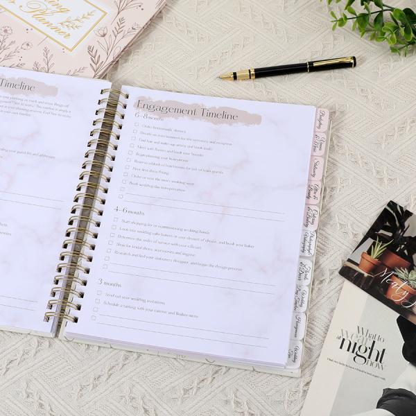 Diario personalizado A4 A5 Diario en espiral Papel cuadernos Diario Diario Planificador de bodas para mujeres