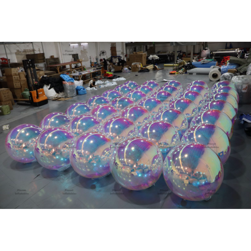Hanging Sphere Reflective Advertising Inflatables Inflatable Mirror Iridescent Ball for Wedding Event Decoration
