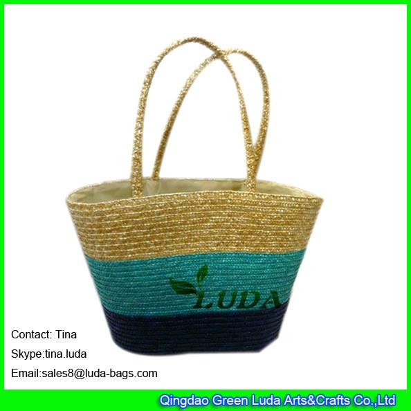 LUDA summer straw tote bag plaited wheat straw beach bags on sale