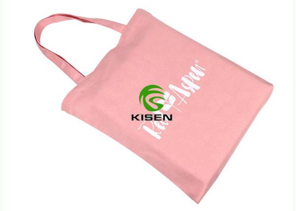Thick Portable Reusable Cotton Tote Bags , Korean Style Pink Canvas Tote Bags