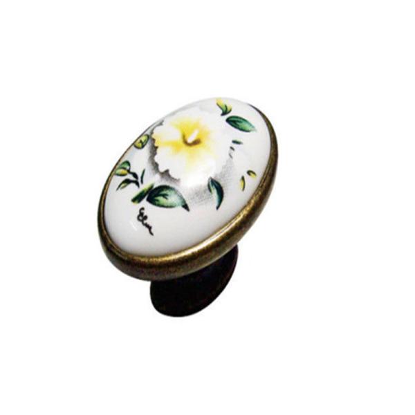 Kitchen Cupboard Door Knobs Ceramic Handles Antique Bronze Oval Porcelain Dresser Pulls