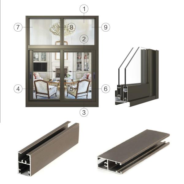 6063 Bronze Anodized Sliding Windows Aluminum Profiles Frame