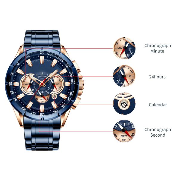 Chronograph Japan Movt Watch Stainless Steel Back