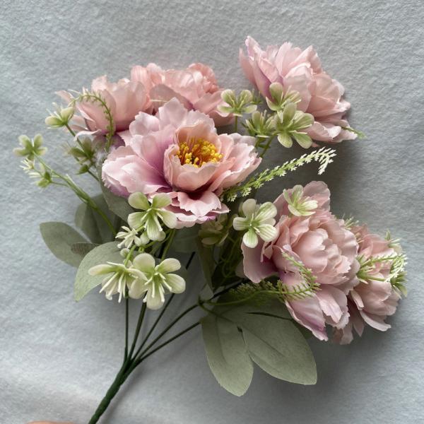 New 6-head Popo Peony Simulated Bouquet Wedding Roadguide Set Fake Flowers Home Photography Props Hand Industrial silk flower