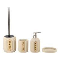 Sand Stone Bathroom Accessories Sets Oval Shape With Wood Letter Printed