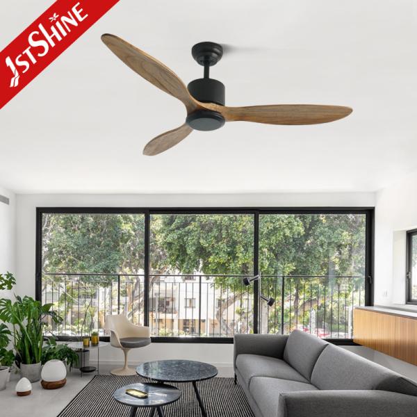 Ventilador de teto de madeira maciça de 3 lâminas com ou sem luz 2 em 1
