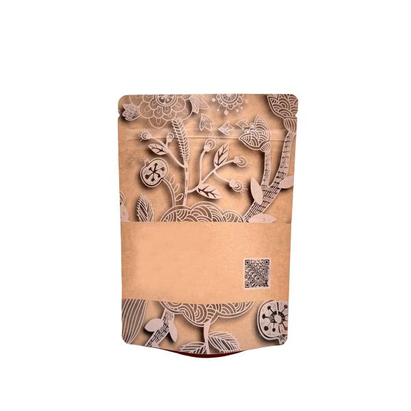 Zipper Top Kraft Custom Compostable Packaging Heat Seal Bags Stand Up Biodegradable Pouches For Packing Dry Food Snacks