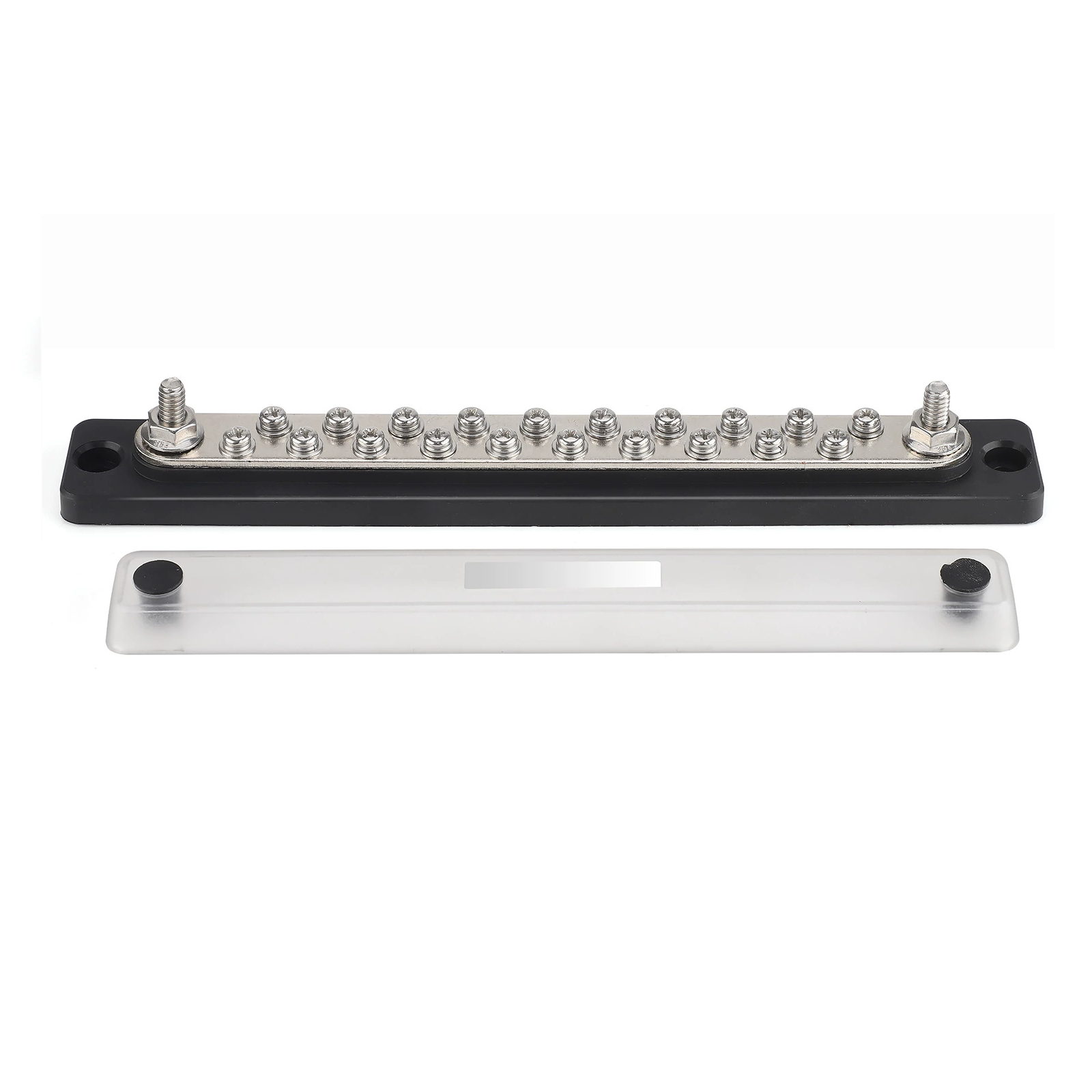 20-Way Screw Fixed Marine Bus Bar with 600A Capacity Nickel-plated Copper Power Distribution Terminal Block