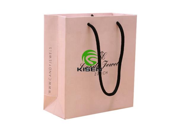 Pink Paper Handle Shopping Bags For Jewellery Matt Lamination Finishing