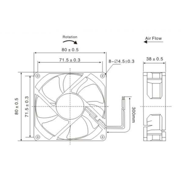 80x80x25mm 12V High RPM Case Fans Square Brushless Motor Industrial