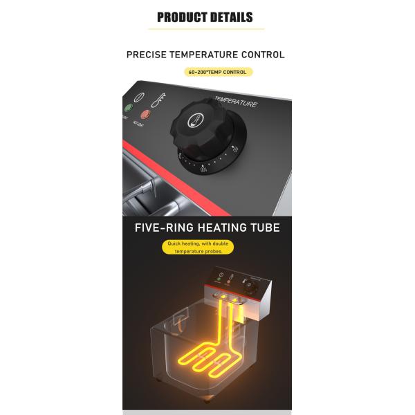 220в 8 литров Нержавеющая сталь Глубокая жарка Электрическая машина с регулируемой температурой