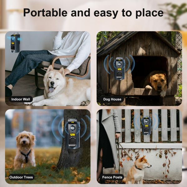 IPX5 Waterproof Ultrasonic Dog Repeller Type-C/Solar Panel Rechargeable Feature Training Device for Safe Pet Training Supplies
