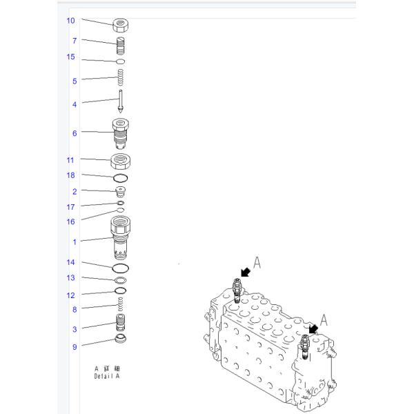 723-40-51201 723-40-51200 702-75-01801 700-91-59000 Hydraulic Relief Valve For PC228UU PC200 PC200CA PC210