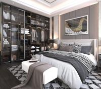 Armoire de chambre moderne sur mesure Armoire personnalisée avec lumière LED et portes en verre