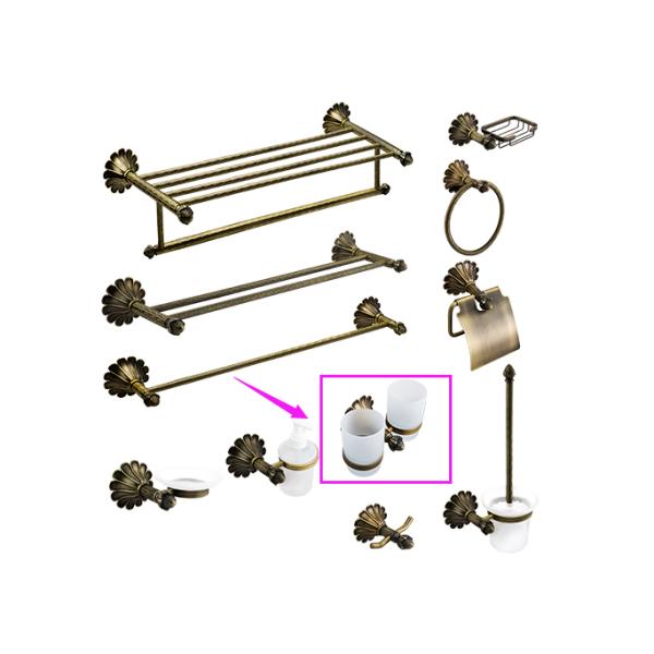Antique Brass Bathroom Fittings Double Tumbler Holder Brass Material For Hotel