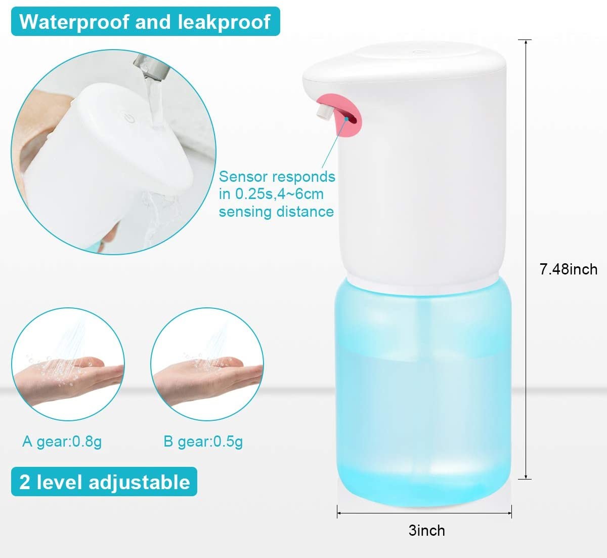 Стена распределителя 400ML брызг алкоголя PP Touchless установила