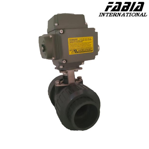 Válvula de esfera industrial de vedação suave de PVC elétrica para óleo, gás, água, química