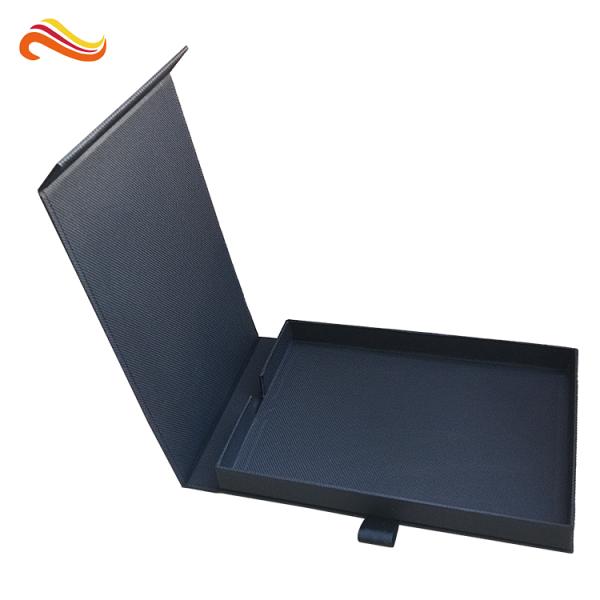 Matte Black Black Gift Packaging Boxes , Handmade Magnetic Box Embossing Printing