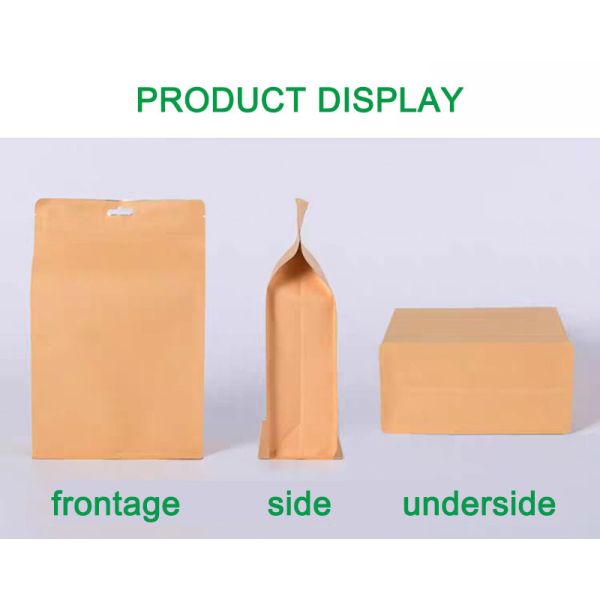 Oem Kraft Paper Food Resealable Paper Pouches With Window